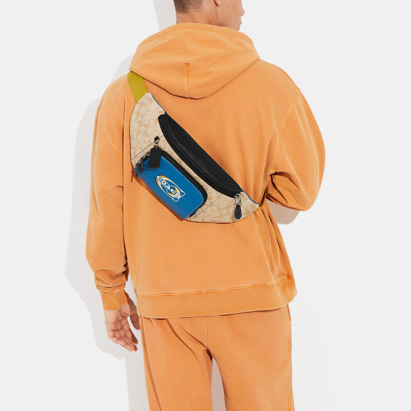 NWT Coach Outlet Track Belt Bag In Colorblock Signature Canvas With Coach Stamp - Picture 6 of 6